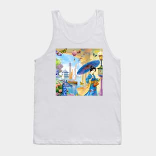 Blue giraffe in a Golden Palace chinoiserie Tank Top